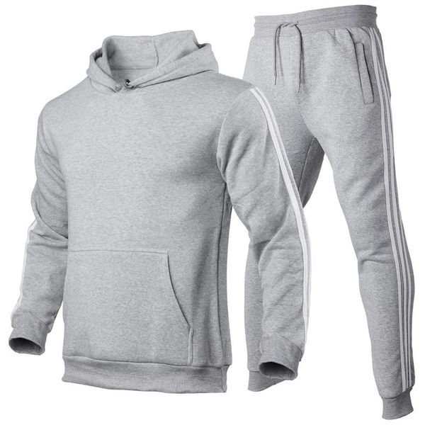 mens tracksuits jogging suit side stripe hoodies set man fleece and pants male work out clothes jogger gym clothing, Gray
mens tracksuits jogging suit side stripe hoodies set man fleece and pants male work out clothes jogger gym clothing, Gray