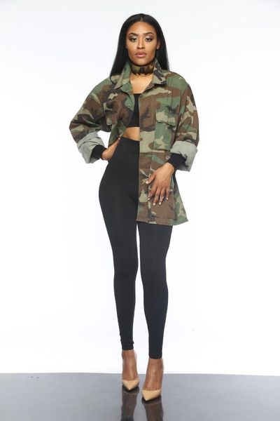 women's jackets spring fall 2021 women camouflage long sleeve pocket woman jacket coat loose casual outwear womens clothing, Black;brown
women's jackets spring fall 2021 women camouflage long sleeve pocket woman jacket coat loose casual outwear womens clothing, Black;brown