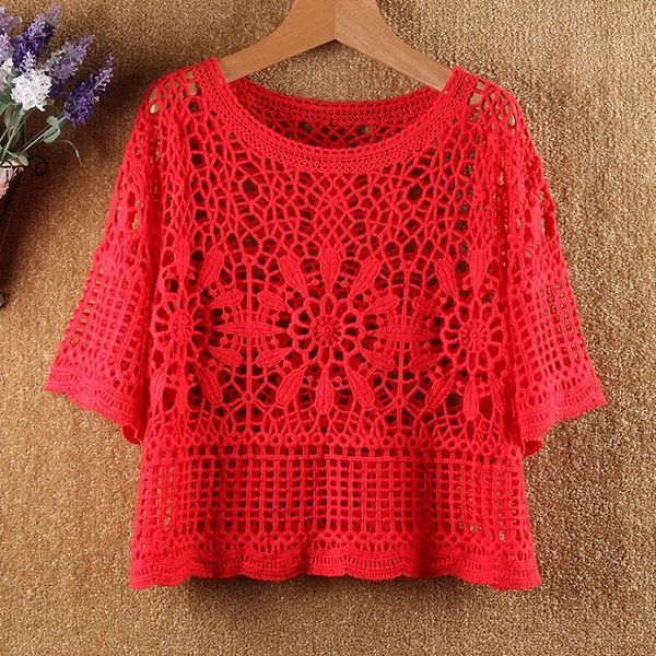 women's blouses & shirts blouse women shirt summer round neck crocheted cutout short lace half sleeve loose for blusas mujer de moda, White
women's blouses & shirts blouse women shirt summer round neck crocheted cutout short lace half sleeve loose for blusas mujer de moda, White
