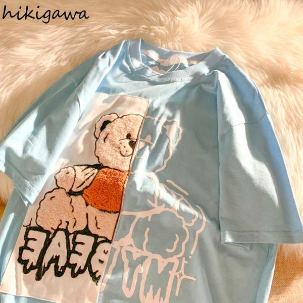 women's t-shirt hikigawa womens clothes fashion tees for student bear cartoon print tshirt women japan kawaii cute girl t shirt, White
women's t-shirt hikigawa womens clothes fashion tees for student bear cartoon print tshirt women japan kawaii cute girl t shirt, White