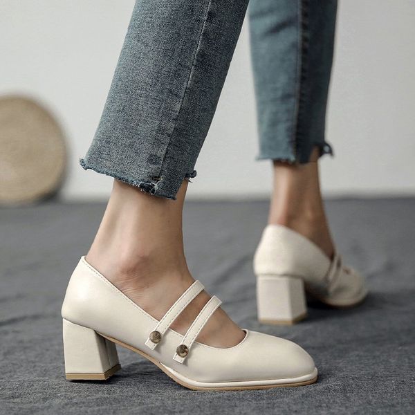 Women Mary Janes Shoes Square Toe Pumps Square Heeled Dress Shoes Double Band High Heels Plus Size 41 42 Zapatos mujer 8835NDress Shoes, Beige
Women Mary Janes Shoes Square Toe Pumps Square Heeled Dress Shoes Double Band High Heels Plus Size 41 42 Zapatos mujer 8835NDress Shoes, Beige