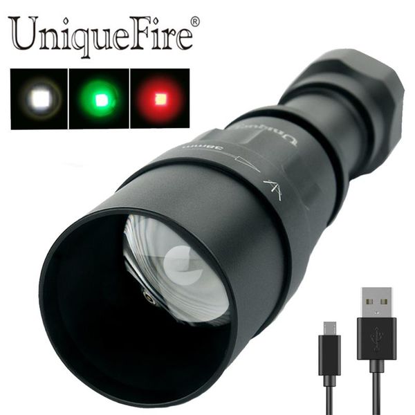 flashlights torches uniquefire 1605 usb rechargeable t38 xre led white/green/red light 38mm convex lens focus adjustable torch lanterna
flashlights torches uniquefire 1605 usb rechargeable t38 xre led white/green/red light 38mm convex lens focus adjustable torch lanterna