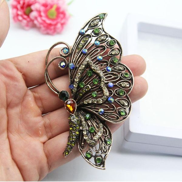 pins, brooches classic retro big butterfly brooch european and american explosive alloy exquisite party jewelry accessories, Gray