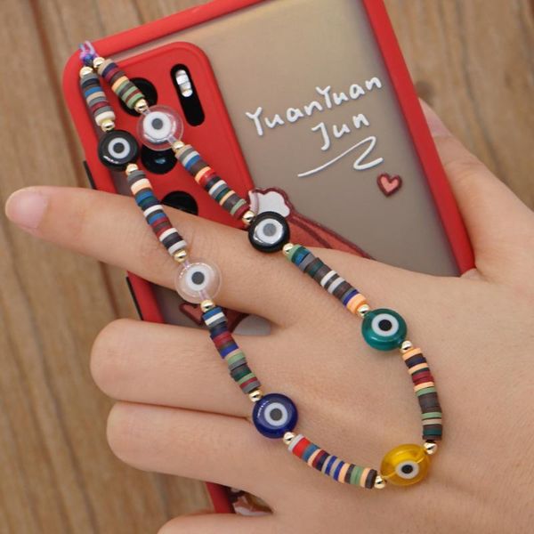 link, chain greek evil eye for mobile phone string strap wrist polymer clay lanyard 2021 trendy heishi disc beads chains, Black
link, chain greek evil eye for mobile phone string strap wrist polymer clay lanyard 2021 trendy heishi disc beads chains, Black