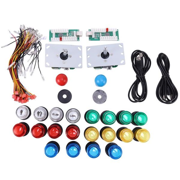diy arcade joystick kit usb computer joystick with light chip 5v support pc / android / ps3