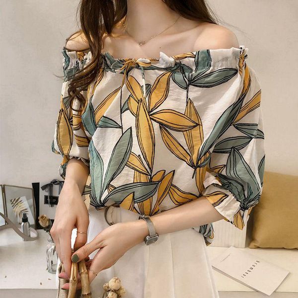 women's blouses & shirts missky lady summer women blouse strapless chiffon shirt printing leaves off shoulder half sleeve loose pullove, White
women's blouses & shirts missky lady summer women blouse strapless chiffon shirt printing leaves off shoulder half sleeve loose pullove, White