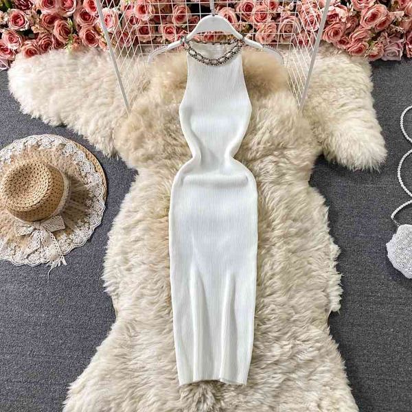 slim knit dress summer sleeveless tight-fitting body mid-length hip dress 210709, Black;gray
slim knit dress summer sleeveless tight-fitting body mid-length hip dress 210709, Black;gray