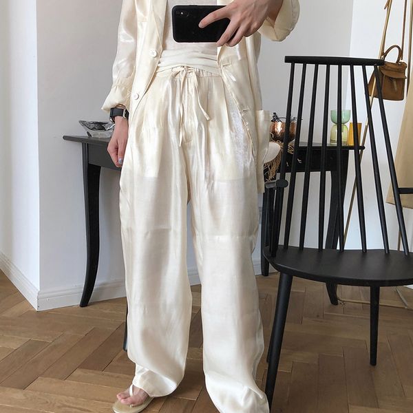 pink casual wide leg pant for women high waist drawstring lace up loose size korean pants female 2021 summer, Black;white
pink casual wide leg pant for women high waist drawstring lace up loose size korean pants female 2021 summer, Black;white