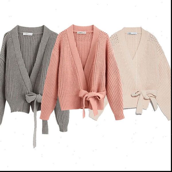 2021 new women sweater gray beige pink solid kinitted cardigan sashes v neck sweater casual loose style female clothes, White;black
2021 new women sweater gray beige pink solid kinitted cardigan sashes v neck sweater casual loose style female clothes, White;black