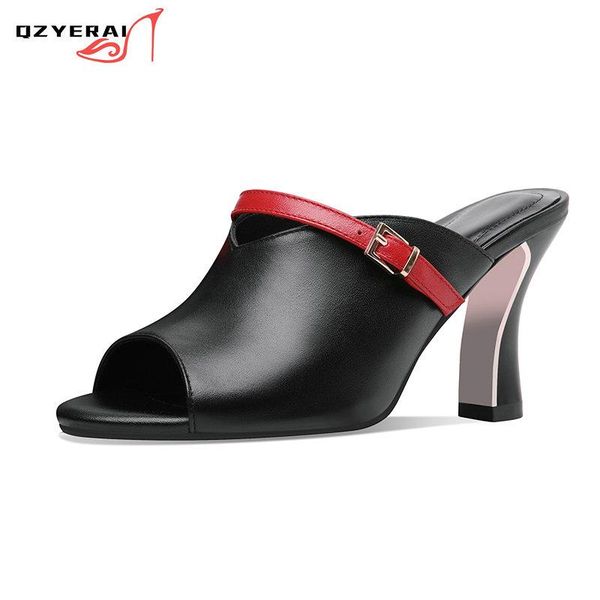 slippers luxury goods genuine leather women high-heeled sandals european summer outdoor party shoes, Black
slippers luxury goods genuine leather women high-heeled sandals european summer outdoor party shoes, Black