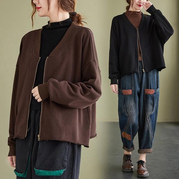 women's jackets autumn short coats for women vintage simple casual loose v-neck korean style streetwear solid color office lady clothin, Black;brown
women's jackets autumn short coats for women vintage simple casual loose v-neck korean style streetwear solid color office lady clothin, Black;brown