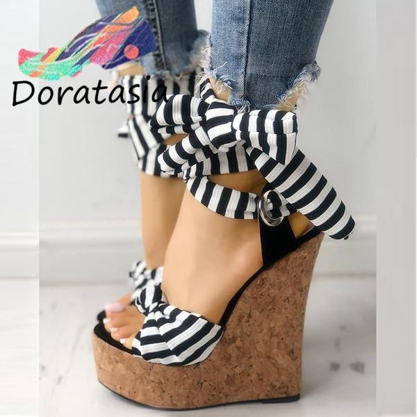 doratasia 2021 ins women platform new shoes stylish sandals women striped ankle strap high wedges sandals, Black
doratasia 2021 ins women platform new shoes stylish sandals women striped ankle strap high wedges sandals, Black