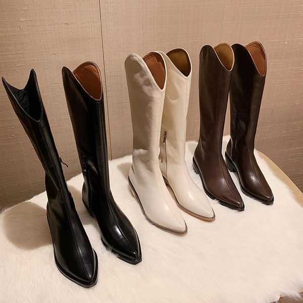 boots 2021 winter leather pointed knee less western cowboy wooden root knight high women, Black
boots 2021 winter leather pointed knee less western cowboy wooden root knight high women, Black
