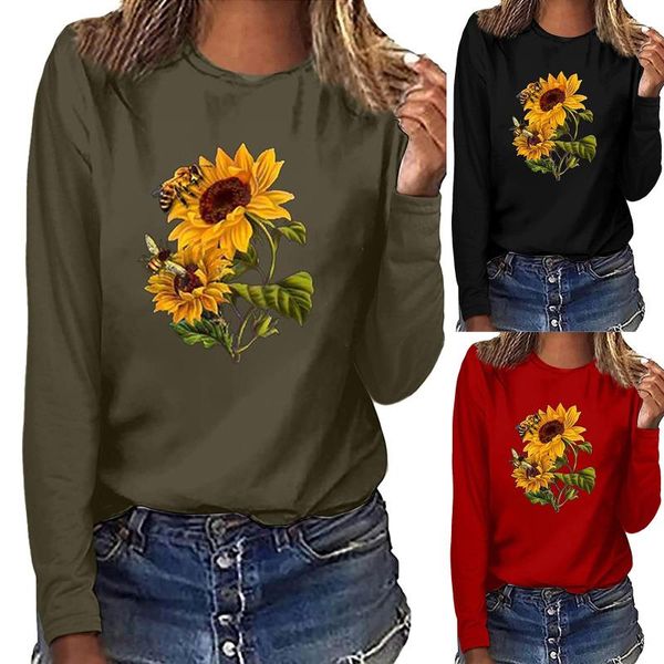 women's blouses & shirts 2021 spring autumn sunflower print t-shirt fashion loose casual long sleeve round neck blouse blusa mujer, White
women's blouses & shirts 2021 spring autumn sunflower print t-shirt fashion loose casual long sleeve round neck blouse blusa mujer, White