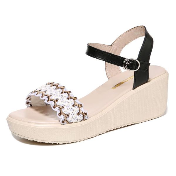 sandals open-toe wedge sandals, flat buckle shoes, women's platform shoes, Black 
sandals open-toe wedge sandals, flat buckle shoes, women's platform shoes, Black