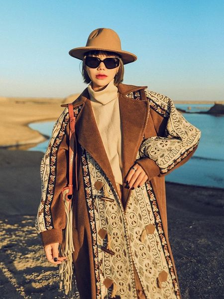 women's wool & blends irinams091 fall winter 2021 collection original design vintage bohemian long coat women, Black
women's wool & blends irinams091 fall winter 2021 collection original design vintage bohemian long coat women, Black