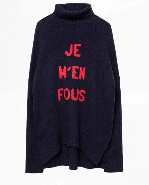 women's sweaters woman navy turtle neck high oversized wool sweater front je me fous slogon jacquard drop shoulder long sleeves jumper, White;black
women's sweaters woman navy turtle neck high oversized wool sweater front je me fous slogon jacquard drop shoulder long sleeves jumper, White;black