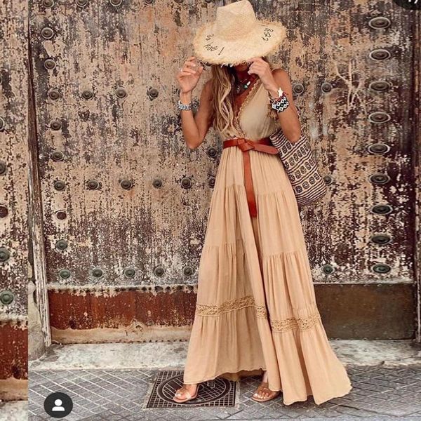 casual dresses summer sleeveless patchwork women maxi dress 2021 fashion v-neck wrap loose bohemian women's vestido, Black;gray
casual dresses summer sleeveless patchwork women maxi dress 2021 fashion v-neck wrap loose bohemian women's vestido, Black;gray