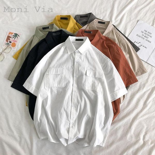 men's casual shirts summer shirt harajuku short-sleeve solid color tooling for men loose korean chemise homme male clothes, White;black
men's casual shirts summer shirt harajuku short-sleeve solid color tooling for men loose korean chemise homme male clothes, White;black
