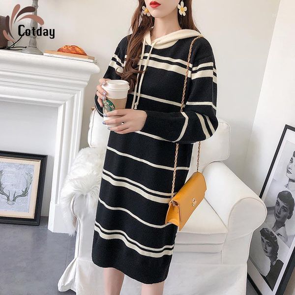 cotday knitted loose women lazy pullover women's sweater dress with hooded striped winter casual long autumn and hoodies sweaters, White;black
cotday knitted loose women lazy pullover women's sweater dress with hooded striped winter casual long autumn and hoodies sweaters, White;black