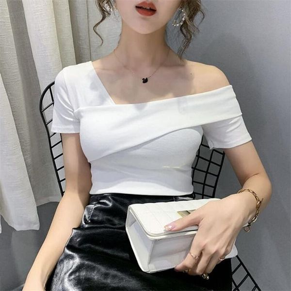 women's t-shirt 2021 asymmetrical t-shirts for women hollow out female tide off-the-shoulder bottoming shirt summer tees blases, White
women's t-shirt 2021 asymmetrical t-shirts for women hollow out female tide off-the-shoulder bottoming shirt summer tees blases, White