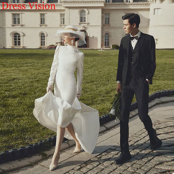 2021 vintage high collar wedding es vestidos novia marie robe de soire long sleeves backless tbo8, White
2021 vintage high collar wedding es vestidos novia marie robe de soire long sleeves backless tbo8, White