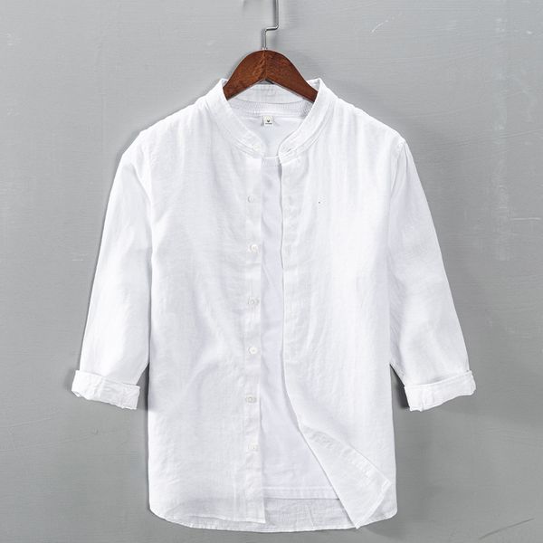 2021 new retro three-quarter sleeve stand collar pure linen white shirt casual brand shirts men trendy mens chemise camisa ae11
2021 new retro three-quarter sleeve stand collar pure linen white shirt casual brand shirts men trendy mens chemise camisa ae11