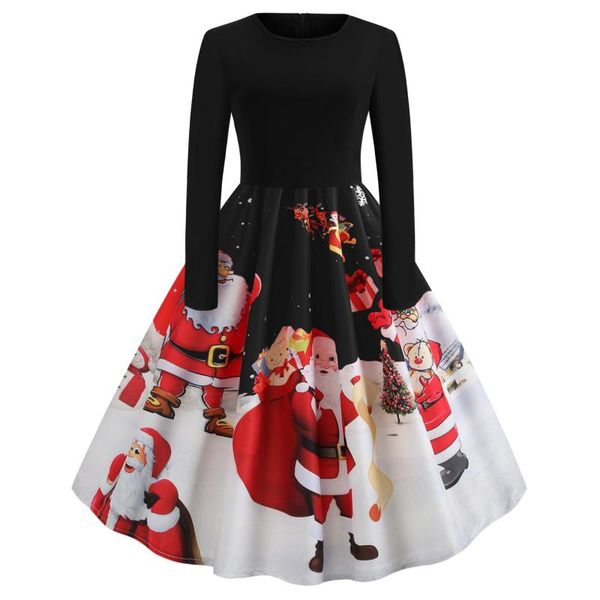 casual dresses christmas dress retro hepburn style print stitching long-sleeved big swing party clothing ladies, Black;gray
casual dresses christmas dress retro hepburn style print stitching long-sleeved big swing party clothing ladies, Black;gray