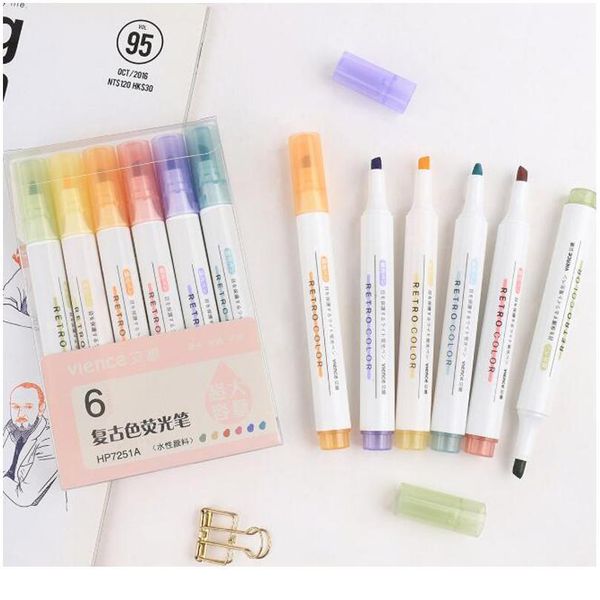 6pcs/lot highlighter pen pastel markers fluorescent pen watercolor highlighters drawing painting art stationary school qyleys
6pcs/lot highlighter pen pastel markers fluorescent pen watercolor highlighters drawing painting art stationary school qyleys
