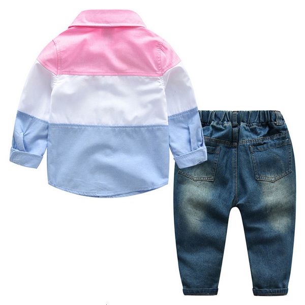 children's gentleman casual fashion shirt, perforated jeans suit, boys' spring batch, Blue
children's gentleman casual fashion shirt, perforated jeans suit, boys' spring batch, Blue