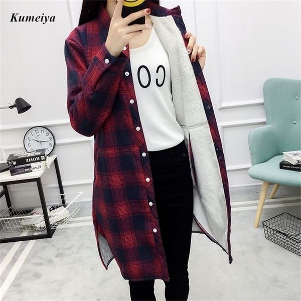 brand new winter warm blouse women velvet thick long sleeve plaid shirt female college long style casual outerwear 210225, White
brand new winter warm blouse women velvet thick long sleeve plaid shirt female college long style casual outerwear 210225, White