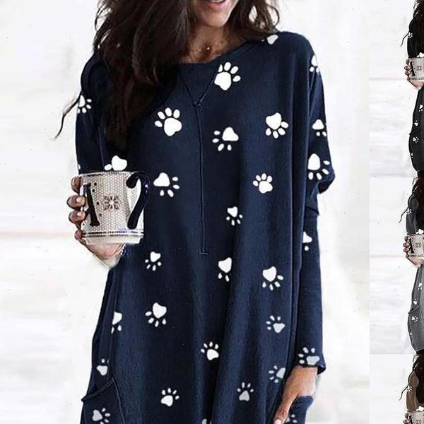 women casual autumn o neck paw print pockets tunic long blouse pullover drop shipping good quality, White
women casual autumn o neck paw print pockets tunic long blouse pullover drop shipping good quality, White