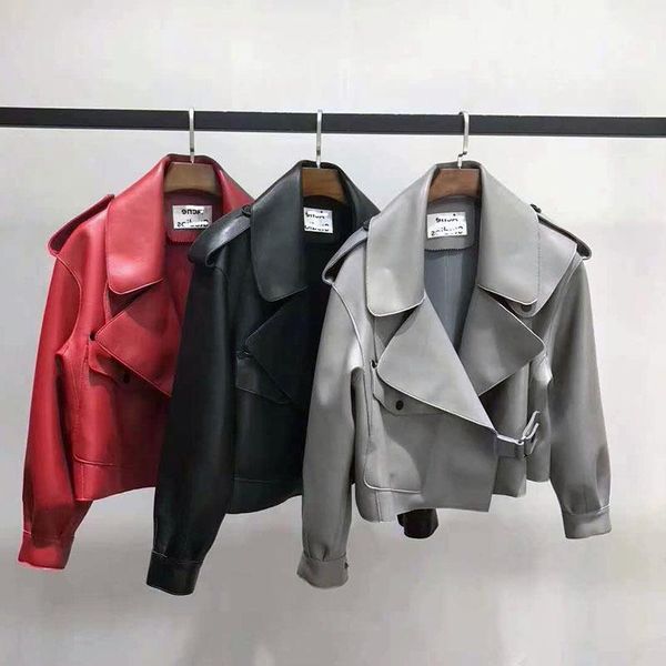 women's leather & faux sheepskin korean jacket fall short oversize 2021 live goods, Black
women's leather & faux sheepskin korean jacket fall short oversize 2021 live goods, Black