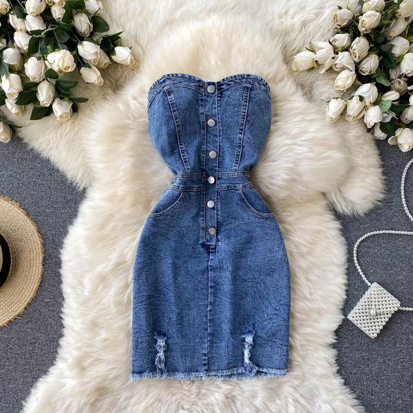 casual dresses ftlzz summer women elegant high waist slim bodycon dress strapless single breasted mini denim beach, Black;gray
casual dresses ftlzz summer women elegant high waist slim bodycon dress strapless single breasted mini denim beach, Black;gray