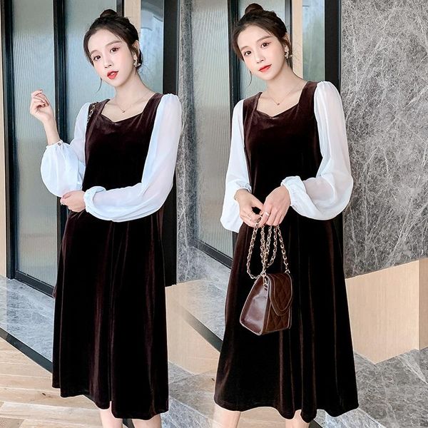 maternity dresses 1971# chic ins patchwork velour long party dress vintage a line slim clothes for pregnant women elegant pregnancy wear, White
maternity dresses 1971# chic ins patchwork velour long party dress vintage a line slim clothes for pregnant women elegant pregnancy wear, White
