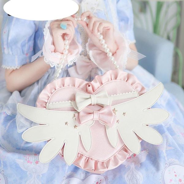 evening bags heart-shaped soft pu lolita bag with wing bow decoration solid color backpack cross-body cosplay japanese style 2021
evening bags heart-shaped soft pu lolita bag with wing bow decoration solid color backpack cross-body cosplay japanese style 2021