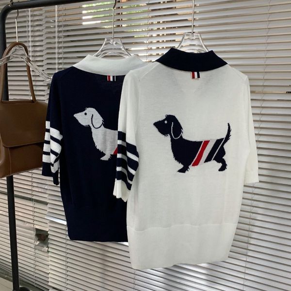 8983tb dachshund short sleeve spring and summer new thin wool stripe dog polo lapel t-shirt, White
8983tb dachshund short sleeve spring and summer new thin wool stripe dog polo lapel t-shirt, White