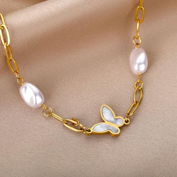 link, chain sweet baroque pearl butterfly couple bracelets elegant stainless steel acrylic bracelet for women christmas jewelry gift, Black
link, chain sweet baroque pearl butterfly couple bracelets elegant stainless steel acrylic bracelet for women christmas jewelry gift, Black