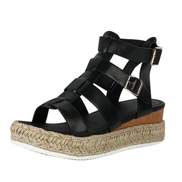 women's rope platform sandals casual thick bottom shoes ankle buckle strap open toe summer sandals sandalias mujer 2021, Black
women's rope platform sandals casual thick bottom shoes ankle buckle strap open toe summer sandals sandalias mujer 2021, Black