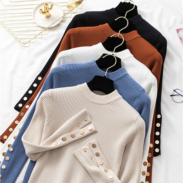 2021 new autumn winter women's sweaters o-neck bottoming button knitting minimalist korean style solid sw063 uscr, White;black
2021 new autumn winter women's sweaters o-neck bottoming button knitting minimalist korean style solid sw063 uscr, White;black