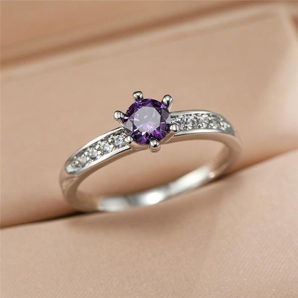 wedding rings charm female purple crystal stone ring simple zircon silver color for women vintage rainbow thin engagement, Slivery;golden 
wedding rings charm female purple crystal stone ring simple zircon silver color for women vintage rainbow thin engagement, Slivery;golden