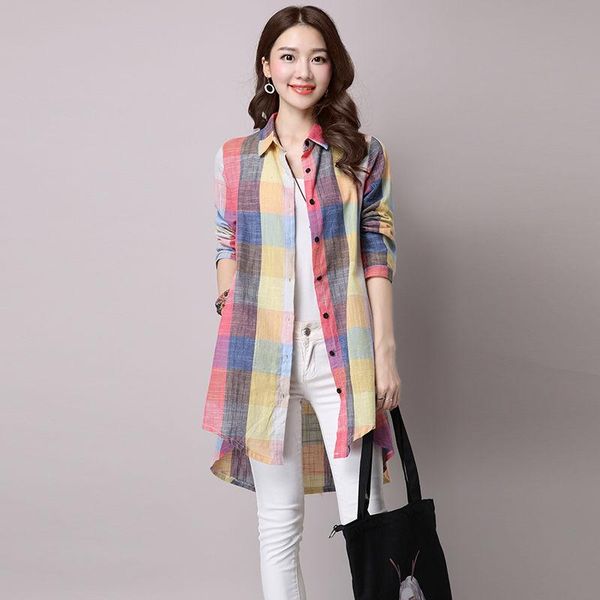 women's blouses & shirts 2021 women cotton linen plaid korean style turn-down collar blouse summer loose elegant vacation l493, White
women's blouses & shirts 2021 women cotton linen plaid korean style turn-down collar blouse summer loose elegant vacation l493, White