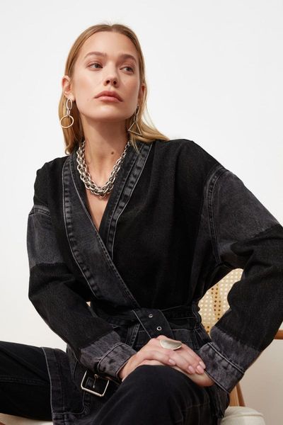 women's jackets trendyol arched color blocky oversize denim jacket twoss21ce0186, Black;brown
women's jackets trendyol arched color blocky oversize denim jacket twoss21ce0186, Black;brown