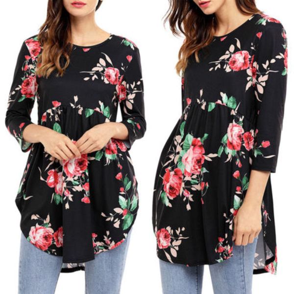 fashion women casual long mouwen print t-shirt summer loose shirts, White 
fashion women casual long mouwen print t-shirt summer loose shirts, White
