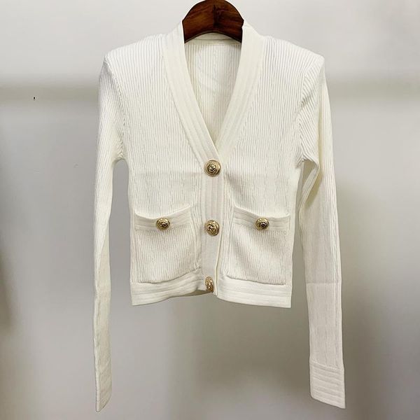 women's knits & tees high street est 2021 fall winter designer sweater v-neck lion buttons knitted cardigan top, White
women's knits & tees high street est 2021 fall winter designer sweater v-neck lion buttons knitted cardigan top, White