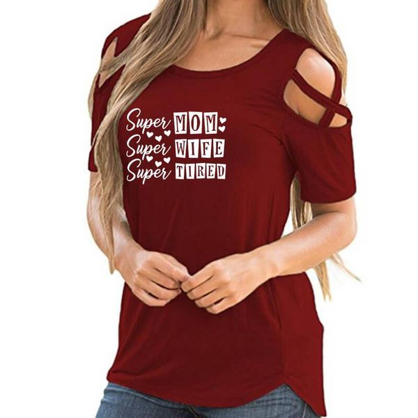 women's t-shirt super mom wife letter print tshirt for female summer mother day gift cross off shoulder casual women femme, White
women's t-shirt super mom wife letter print tshirt for female summer mother day gift cross off shoulder casual women femme, White