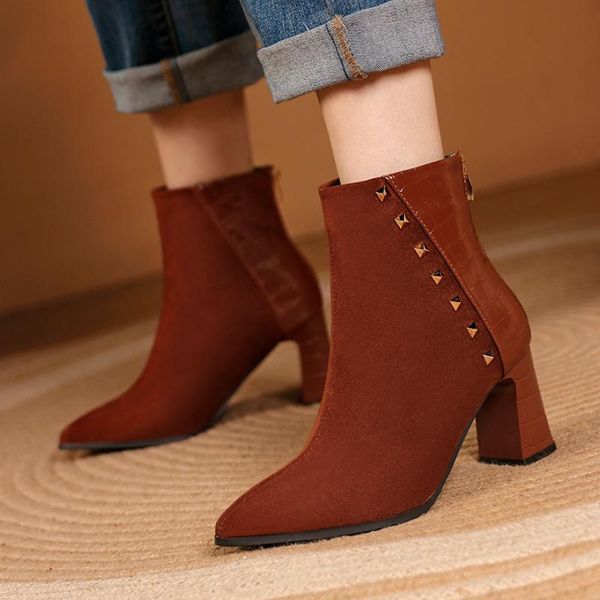 boots rimocy flock rivet square heels women 2021 autumn british style ankle woman pointed toe high heel booties mujer, Black
boots rimocy flock rivet square heels women 2021 autumn british style ankle woman pointed toe high heel booties mujer, Black