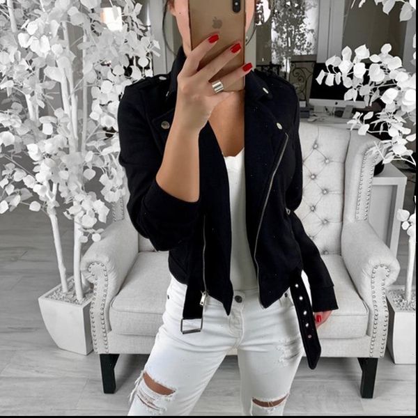 fashion zipper long sleeve bomber jacket women 2021 autumn turndown red black coats and jackets women veste femme, Black;brown
fashion zipper long sleeve bomber jacket women 2021 autumn turndown red black coats and jackets women veste femme, Black;brown