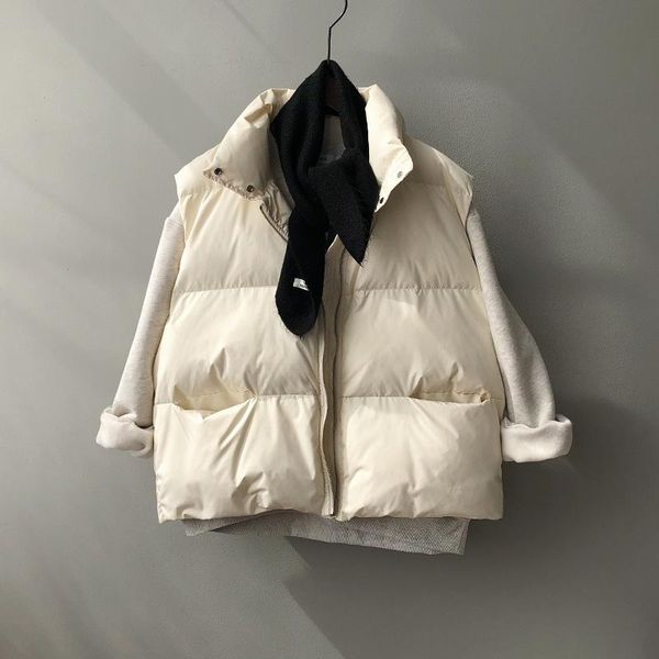 women's vests winter bread stand collar beige thick warm vest slim simple waistcoat down cotton coat 80037, Black;white
women's vests winter bread stand collar beige thick warm vest slim simple waistcoat down cotton coat 80037, Black;white