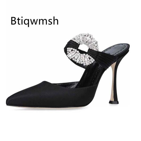 dress shoes green luxury satin rhinestone sandals women pointed toe diamond buckle high heel woman slippers mules, Black
dress shoes green luxury satin rhinestone sandals women pointed toe diamond buckle high heel woman slippers mules, Black